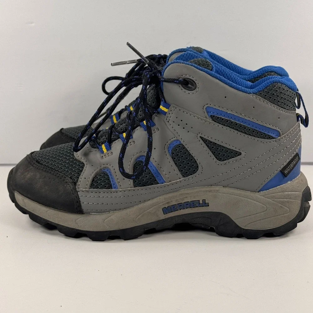Merrell MK264767 Grey Blue Waterproof Hiking Boots Youth Size 2M MK264767